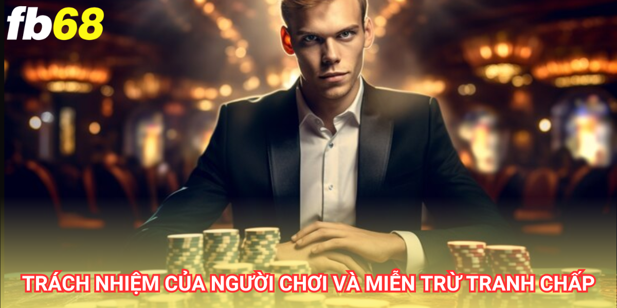 Giới thiệu thông tin về chính sách Miễn trừ trách nhiệm FB68 4 Người chơi cần có trách nhiệm trong hành vi của mình bởi miễn trừ trách nhiệm fb68 không hỗ trợ giải quyết đối với hành vi đặt cược sai tiền hay sai kết quả
