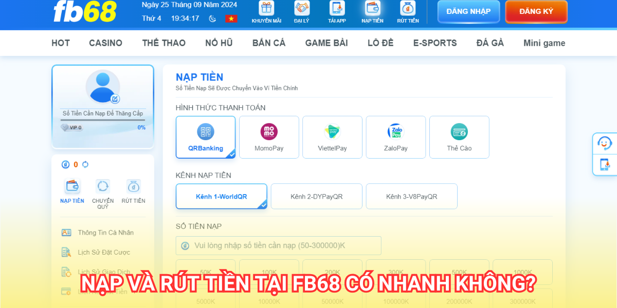 Một số câu hỏi thường gặp về sân chơi FB68 2 Nạp rút tiền tại nhà cái fb68 được diễn ra một cách nhanh chóng, an toàn và minh bạch với đa dạng phương thức linh hoạt tùy theo nhu cầu và sở thích của người dùng